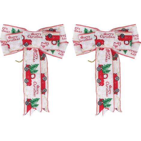 2 Nœuds de Noël Brillants, Décoration Artisanale pour Sapin, Couronne, Porte, Mur, Fête d'Hiver (1/5)