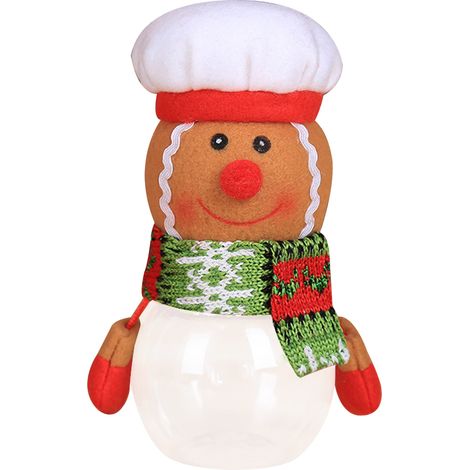 Bocal en plastique transparent pour bonbons de Noël, pot de rangement décoratif, cadeau festif avec couvercle (1/5)
