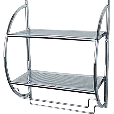 Etagère murale de salle de bain 2 niveaux avec porte serviettes (1/2)