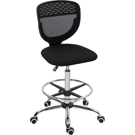 Sedia da ufficio ergonomica alta 59x59x106-126 cm in poliestere nero - CHICFURN (1/5)