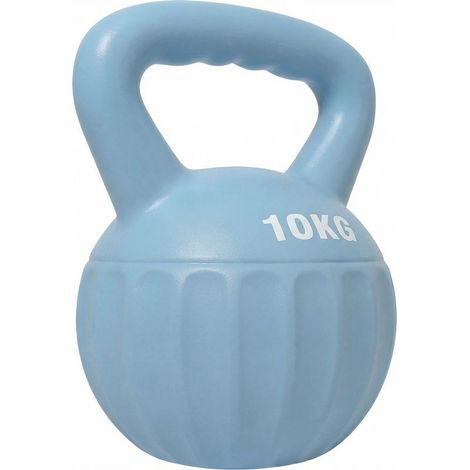 10 kg Kettlebell, Kurzhantel mit rutschfestem Griff, Kugelhantel, Krafttraining, Fitnessstudio, blau (1/5)