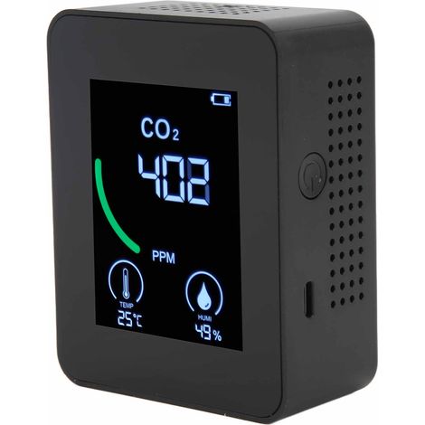 Moniteur Qualité Air 3 en 1 Bluetooth - Détecteur CO2 Portable Haute Précision avec Stockage Données, Intelligent, Noir
