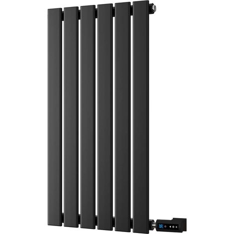 Typhoon - Black Horizontal Electric Radiator H800mm x W408mm Single Panel 300w Thermostatic WIFI - Feet Included (1/2)