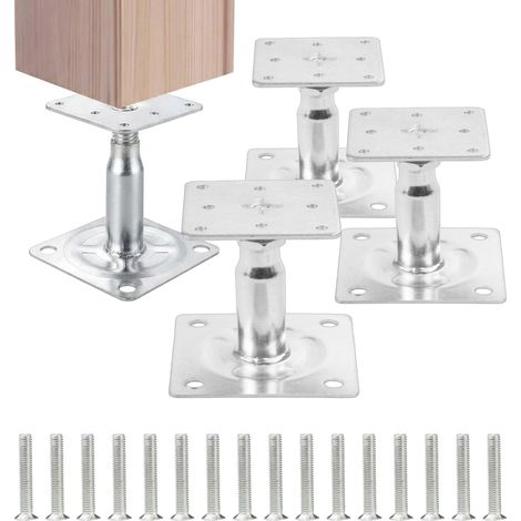 Supporti regolabili in acciaio per pali, set da 4 - Argento (1/5)