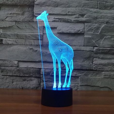 Animal 3D Illusion Lampe Led Veilleuse avec 7 Couleurs Clignotant et Interrupteur Tactile Lampe de Bureau de Chambre Alimentée par (1/4)