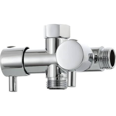 Vanne de commutation 2 voies G 1/2 en laiton pour robinet d'arrêt de douche Chromé DSF014 (1/5)