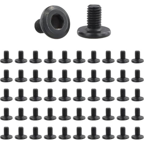 Vis à tête plate hexagonale, acier inoxydable noir, M5 x 8 mm, lot de 50 (1/5)