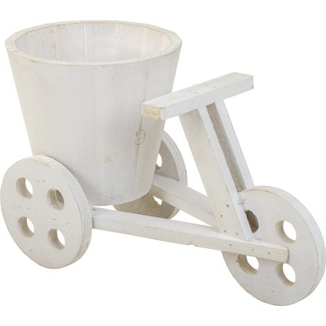 Soporte bici para maceta de madera blanco 24x14x19,5 (1/4)