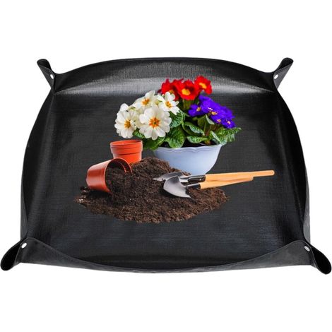 Wasserdichte Pflanzmatte, 100 x 100 cm, schwarz, aus PE-Material, faltbar (1/4)