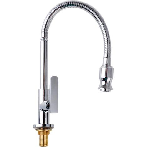 Rotatif Cuisine Bar Salle de Bains Robinet d'évier Simple Eau Froide Cou Flexible Lavage Jardin extérieur d'application 360 (1/4)
