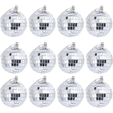 24 décorations de Noël suspendues pour la Nativité, petites boules disco incassables-4X4X4CM-Silver (1/3)