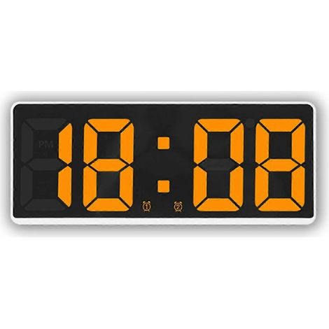 Réveil numérique simple à LED, grand écran, horloge de chevet orange (1/5)