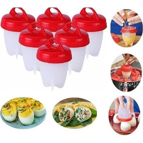 6-teiliges Silikon-Eierkocher-Set, Silikon-Eierpochierer, antihaftbeschichtet, schalenfrei, BPA-frei, geeignet für Zuhause und Gastronomie