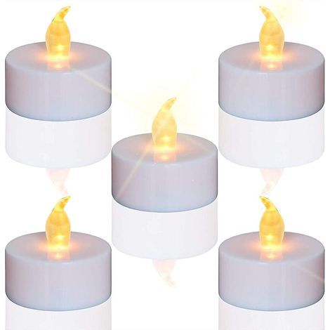 (jaune Chaud) Paquet De 24 Bougies Led Cr2032 Bougies Piles Bougies Th Non Parfumes Lumires Vacillantes Claires Sans Flamme (1/5)