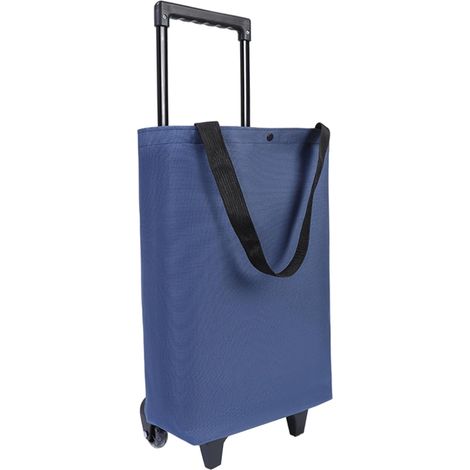 Chariot de courses pliable, portable, imperméable et réutilisable avec poignée, idéal pour les courses, les marchés et les voyages, bleu. (1/5)