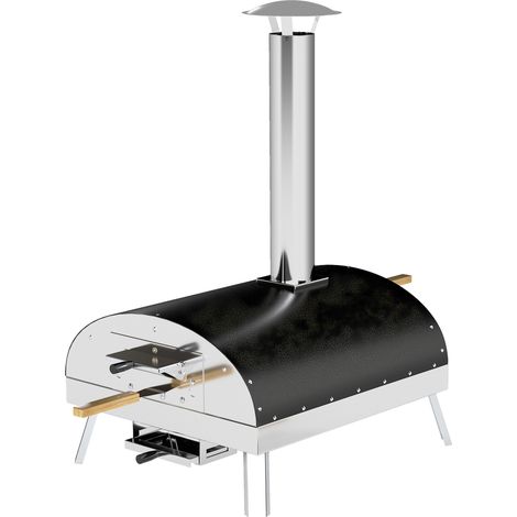 Beyamis Mini-Holzofen-Pizzaofen mit Schamottestein, Thermometer und Drehteller für Garten, Terrasse oder Camping