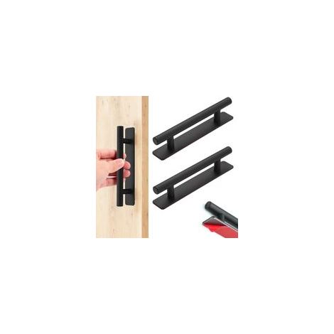 Poignée de Meuble,2 Poignées de Porte autocollantes,Poignée de Cuisine en Acier Inoxydable,Poignee Porte Cuisine,adaptée aux tiroirs de placard,armoires,portes de placard (Noir, 96 mm) (1/4)