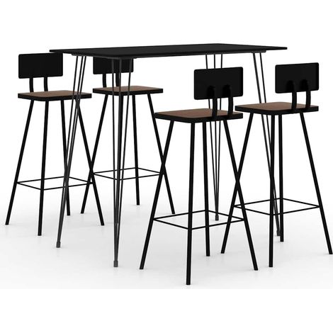 vidaXL Mesa alta y taburetes de bar 5 piezas negro (1/5)