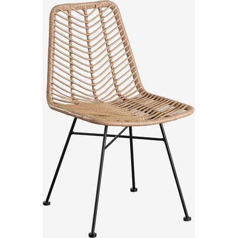 SKLUM 2er-Pack Gartenstühle aus synthetischem Rattan Gouda Natural Natürlich Schwarz