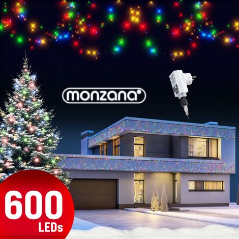 Monzana Guirlande lumineuse 200/400/600 LED illumination intérieur extérieur guirlande de Noël éclairage décoration 40m bunt - schwarzes Kabel (de) (1/5)