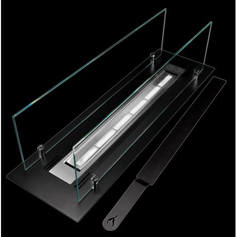 Bioethanol-Kaminbrenner aus Stahl mit 65 cm Glas