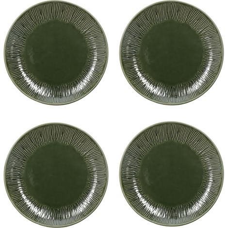 Mikasa Jardin - Set de 4 Teller de Steingut, rund, 21,5 cm, in Geschenkbox de, spülmaschinenfest, Farbe grün