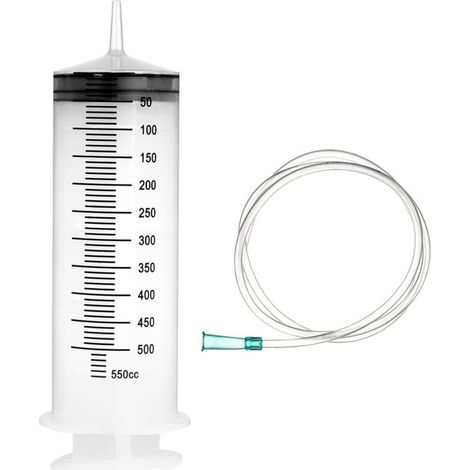 Seringue doseuse 500 ml en plastique réutilisable avec tube souple de 1 m pour transfert précis de liquides (1/5)