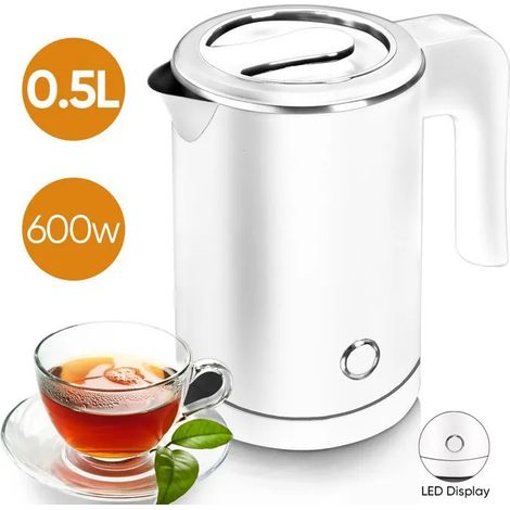 Bouilloire Électrique en Acier Inoxydable - 0,5L & 600W & Sans BPA - Arrêt auto,affichage à LED pour le voyages et bureau (1/5)