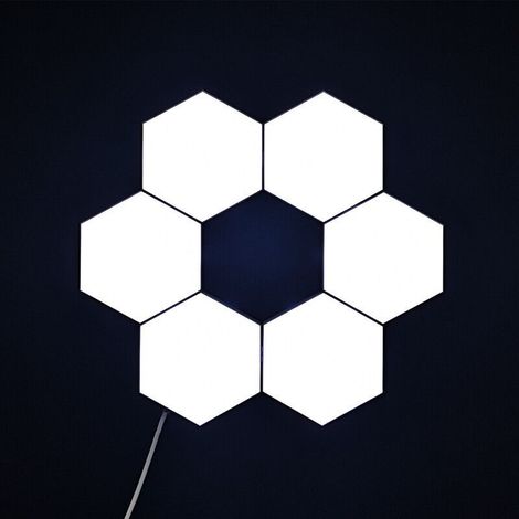 Lampada da parete esagonale Smart LED componibile, pannelli LED luminosi per illuminazione interna, luci decorative modulari a nido d'ape sensibili al tocco (dimensioni: 6 pezzi) (1/4)