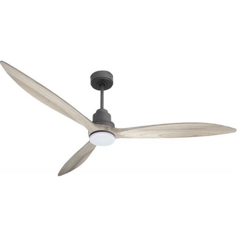 Tenerife  - Super destratificateur et ventilateur DC 166 cm  Gris basalte pales bois gris avec Lumière 30 à 60 m²