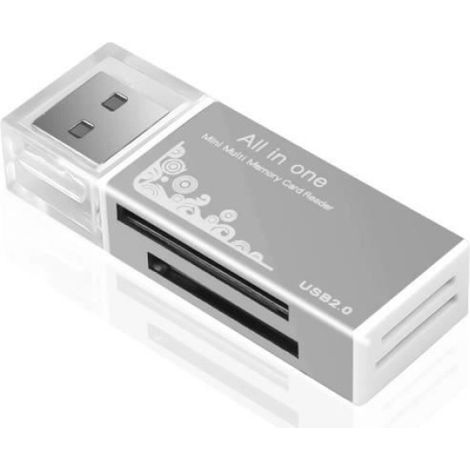 Lecteur de carte mémoire SD à 4 ports USB 2.0 TF - - Adaptateur pour ordinateur - Silver[E727]
