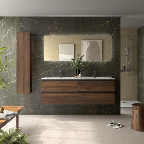 Cygnus Bath – Ensemble de meubles de salle de bain 160cm – Vasque Vilna en Mineral Solid – MDF résistant à l'humidité – Tiroirs à fermeture amortie (1/4)
