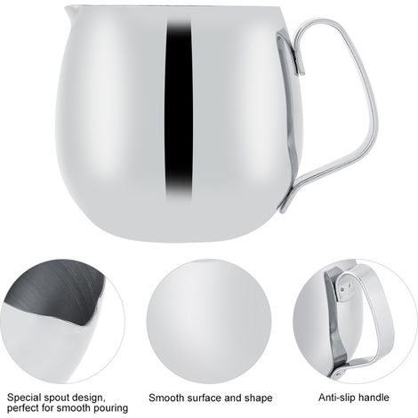 Nouveau service à café avec tasse à lait en forme de tambour en acier inoxydable 304 épais, idéal pour le latte art (1/4)
