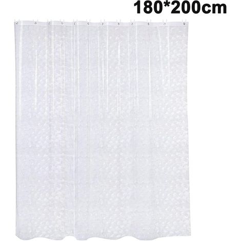 Rideau de douche 3D en forme de cube d'eau, imperméable, en EVA semi-transparent, en vinyle résistant et imperméable. (1/4)