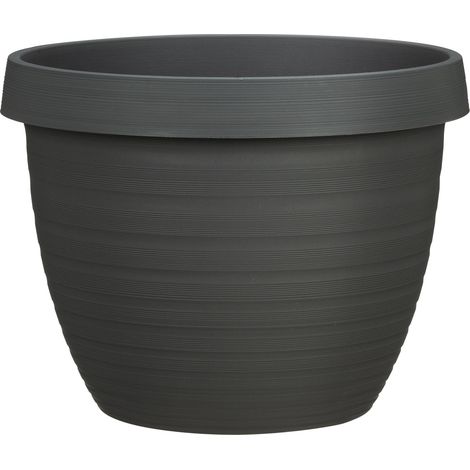 Scheurich Country Star 40, Pflanzgefäß/Blumentopf/Pflanzkübel, rund, aus Kunststoff Farbe: Metallic Grey, 39 cm Durchmesser, 30 cm hoch, 21,5 l Vol. (1/5)