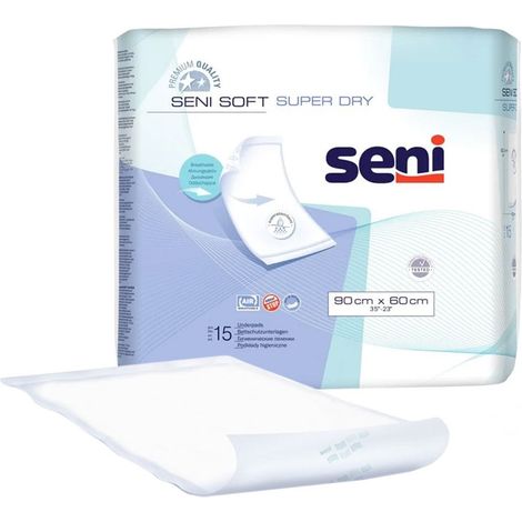 Almohadilla absorbente transpirable 90cm x 60cm Seni Soft Super Dry 15 uds (1/3)