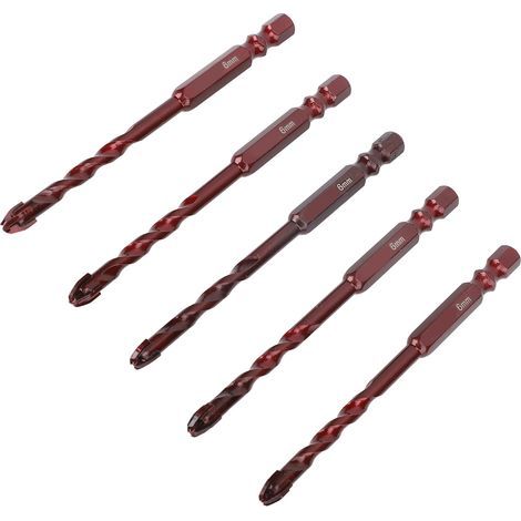 5 pièces forets de maçonnerie 1/4in tige hexagonale 6mm brique de béton professionnel haute teneur en Cobalt ensemble pour carrelage verre céramique bois (1/5)