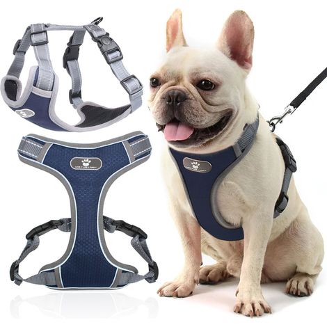 Arnés para perro pequeño, sin presión, para pasear, con reflectores resistentes, ajustable, talla M (1/5)