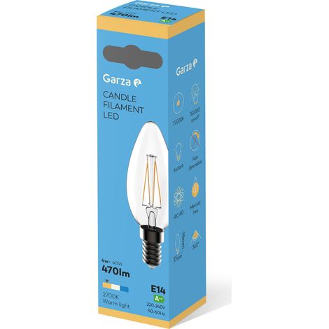 Bombilla ilumin vela led filamento garza e14 4w 470lm 2700k (1/2)