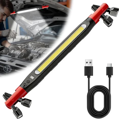 Nouvelle lampe de travail magnétique 2026, barre d'éclairage pour capot moteur, réglette LED rechargeable, idéale pour la réparation automobile, les garages et les urgences (lot de 1)