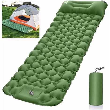 1 matelas gonflable, 190 x 60 cm, avec oreiller intégré, léger 0,5 kg, pour camping et randonnée (1/5)