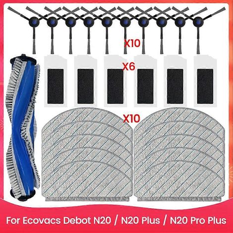 Filtre pour aspirateur brosse pour aspirateur Filtre de brosse pour aspirateur filtre de 27PCS Aspirateur Brosse Filtre and Serpillière Cloth Lot pour Ecovacs Debot N20 Plus Pro Aspirateur pièce détac (1/5)