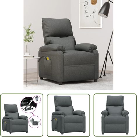 SKM Fauteuil de massage inclinable électrique Gris foncé Tissu (1/5)