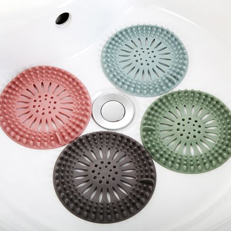 Lot de 4 crépines d'évier en silicone, bonde de sol, rose, bleu, vert, G (1/5)