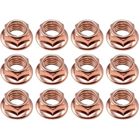 Écrous de Collecteur d'Échappement M8, Écrous Hexagonaux Autofreinateurs en Cuivre Résistants aux Hautes Températures, Compatibles avec Culasse de Moteur Automobile pour Série 3 (1/5)