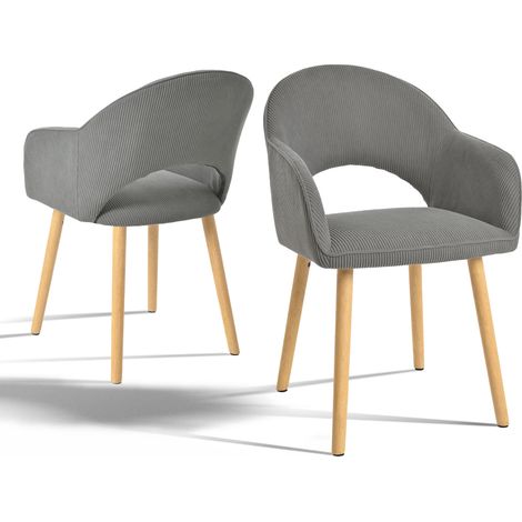 Goeurvant Sillas de comedor cómodas con respaldo en forma de media luna y reposabrazos ergonómicos, La combinación perfecta de soporte y estilo - Juego de 2 - Gris