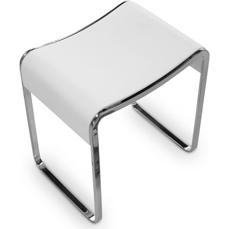 Badhocker QUEENS aus hochwertigem Mineralguss in Weiß Matt mit Chrom Metallfüßen (1/5)