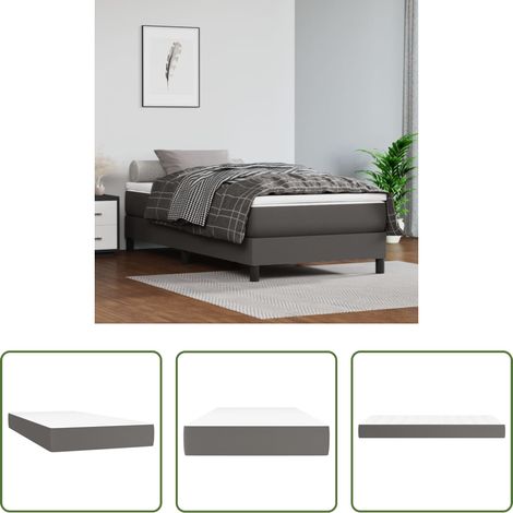 Sommeil de qualité - Matelas de lit à ressorts ensachés fermeté moyenne Gris 90x190x20 cm Similicuir (1/5)
