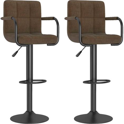 Tabourets de bar réglables et pivotants chaises de comptoir en tissu marron lot de 2 (1/5)