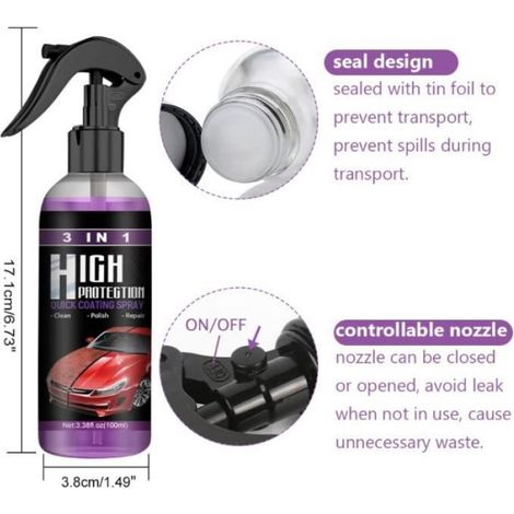 Revêtement en Céramique De Voiture,3 in 1 Polish Voiture Hydrophobe, Auto Coating Spray pour La Protection De La Voiture,Étanche À (1/4)